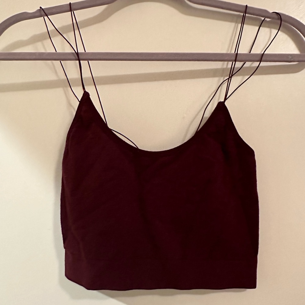 Urban Outfitters Maroon Croppped Cami Double Strap #urbanoutfitters #maroon